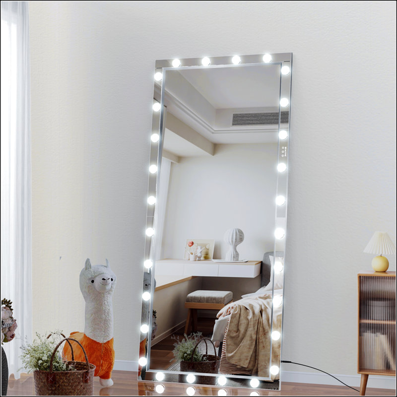 Hokku Designs Hollywood LED Full Body Mirror With Lights Extra Large Full Length Vanity Mirror With 3 Color Mode Lights Wayfair